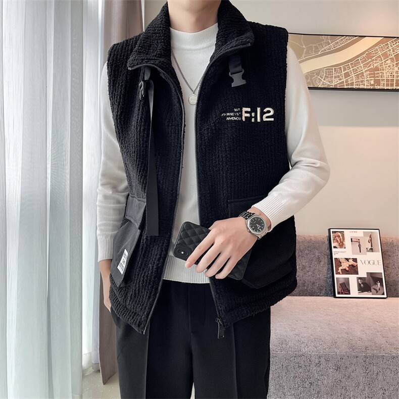 2024冬季加厚羊羔毛立领棉马甲背心外套男M501-p115控165图片