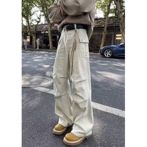 弯刀牛仔裤男款秋冬显瘦直筒裤子青少年设计感工装裤 K1141图片