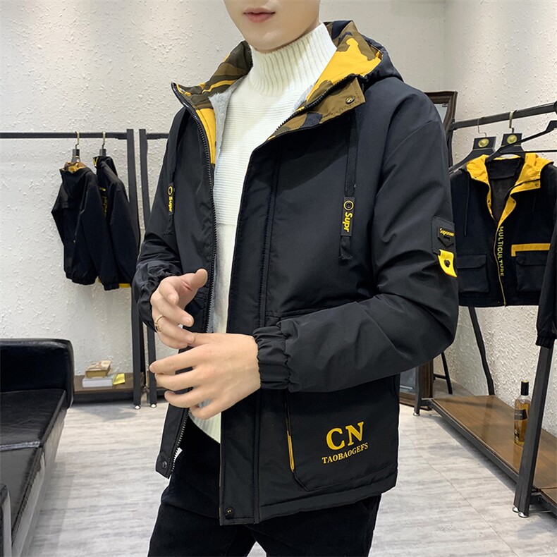 冬季挂拍棉服男加绒加厚夹克风衣迷彩外套工装连帽蓝色863加绒,男装棉衣,星座1207