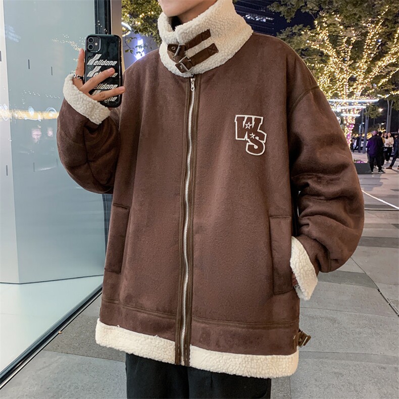M8137-P89美式复古麂皮绒棉服男冬季羊羔毛棉衣外套,男装棉衣,星座1501-1