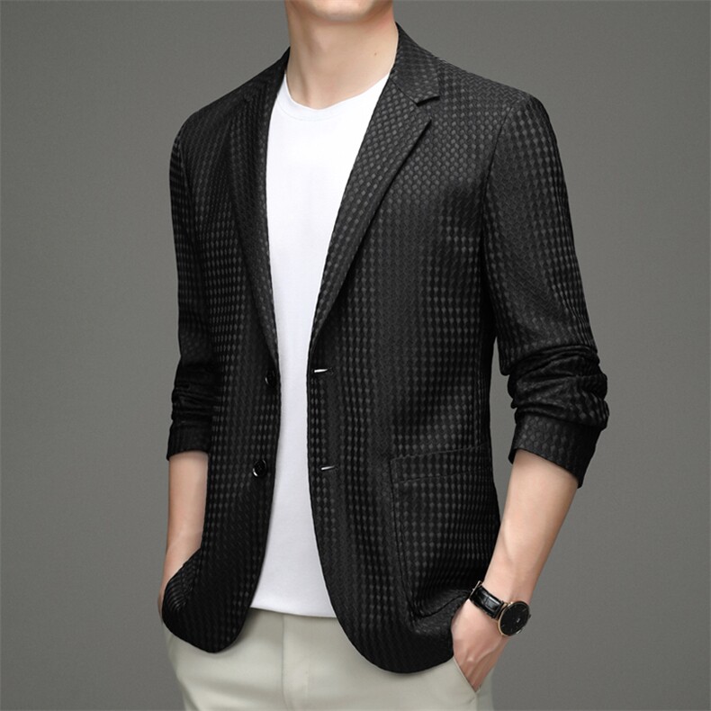春季2023年翻领长袖口袋中年上衣时尚单排扣西服AJY218,男装西服,钱塘6003（原4033）