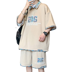 华夫格休闲运动夏季腰花冰凉感短袖t恤帅气套装A436-T07-P60，男装T恤，电商A436