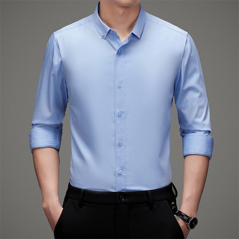 新款男士长袖衬衫商务休闲衬衣秋季上衣服高端中年时尚百搭男装,男装衬衫,电商B212（原钱塘6029）