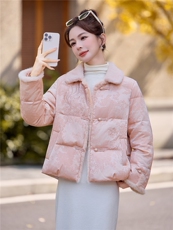 现货.新中式提花羽绒服2025年冬季新款高级感优雅时尚气质外套，女装羽绒服，兰菲阁