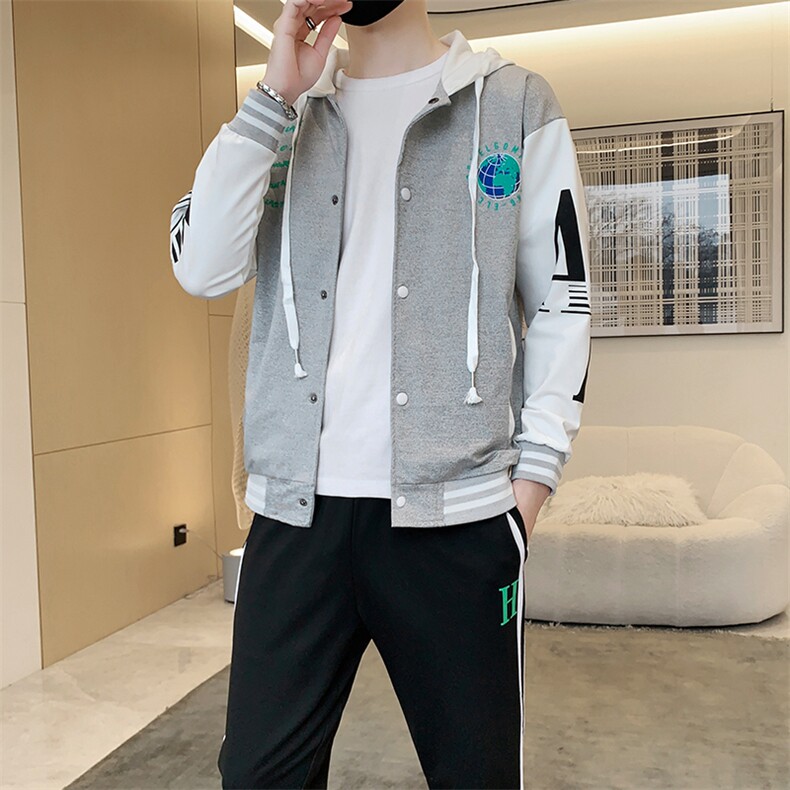 新款秋冬季卫衣棒球服连帽夹克男装青少年运动休闲套装DF316P70,男装休闲套装,电商A086