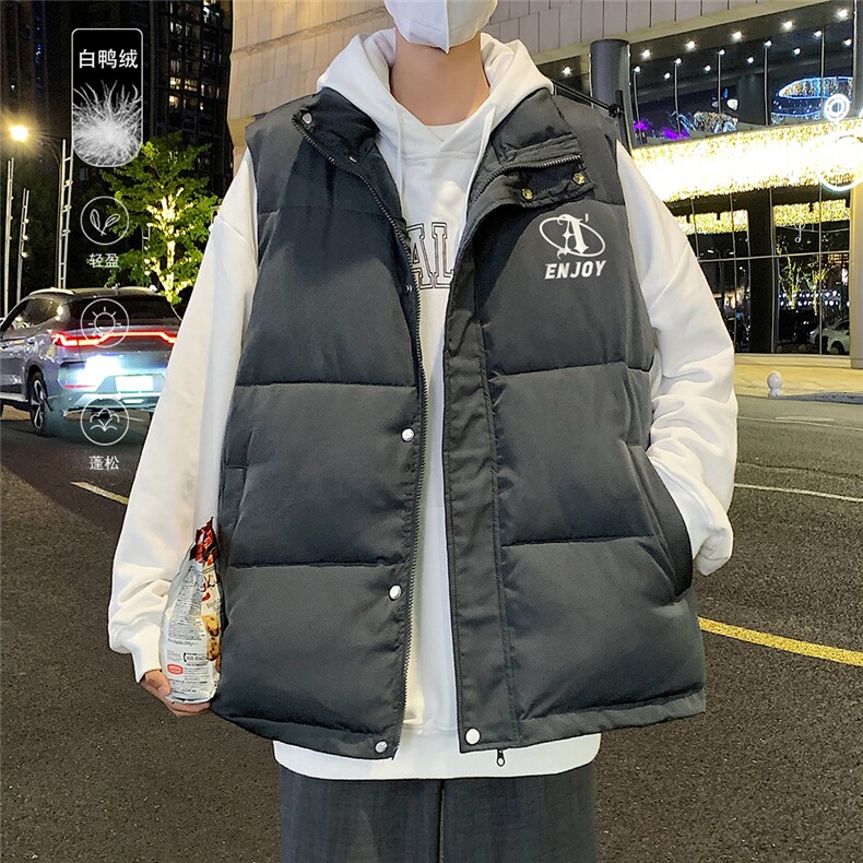 港风冬季新款立领马甲白鸭绒羽绒服男潮宽松男MJ615P115控158,男装羽绒服,电商A268A