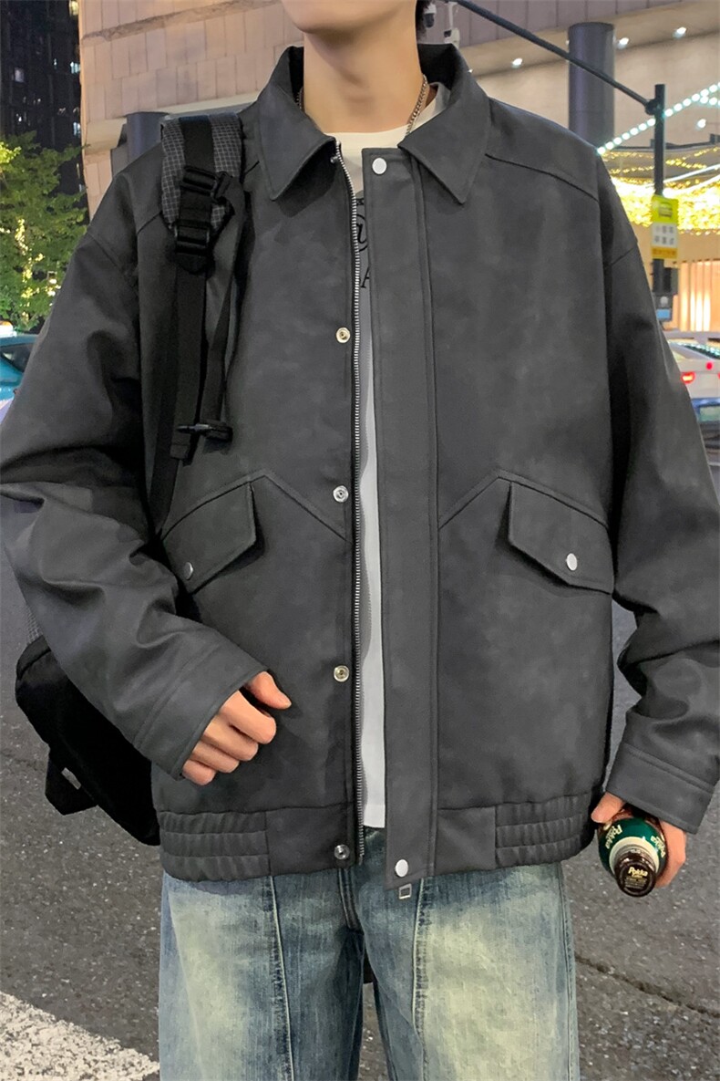 复古PU皮衣外套男2025春季新款美式休闲夹克上衣A406JK3521P88,男装夹克,星座309（原A406）