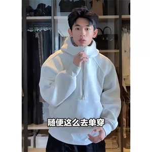 400g重磅美式半拉链立领卫衣小众结构体硬挺连帽衫W2583-P70图片
