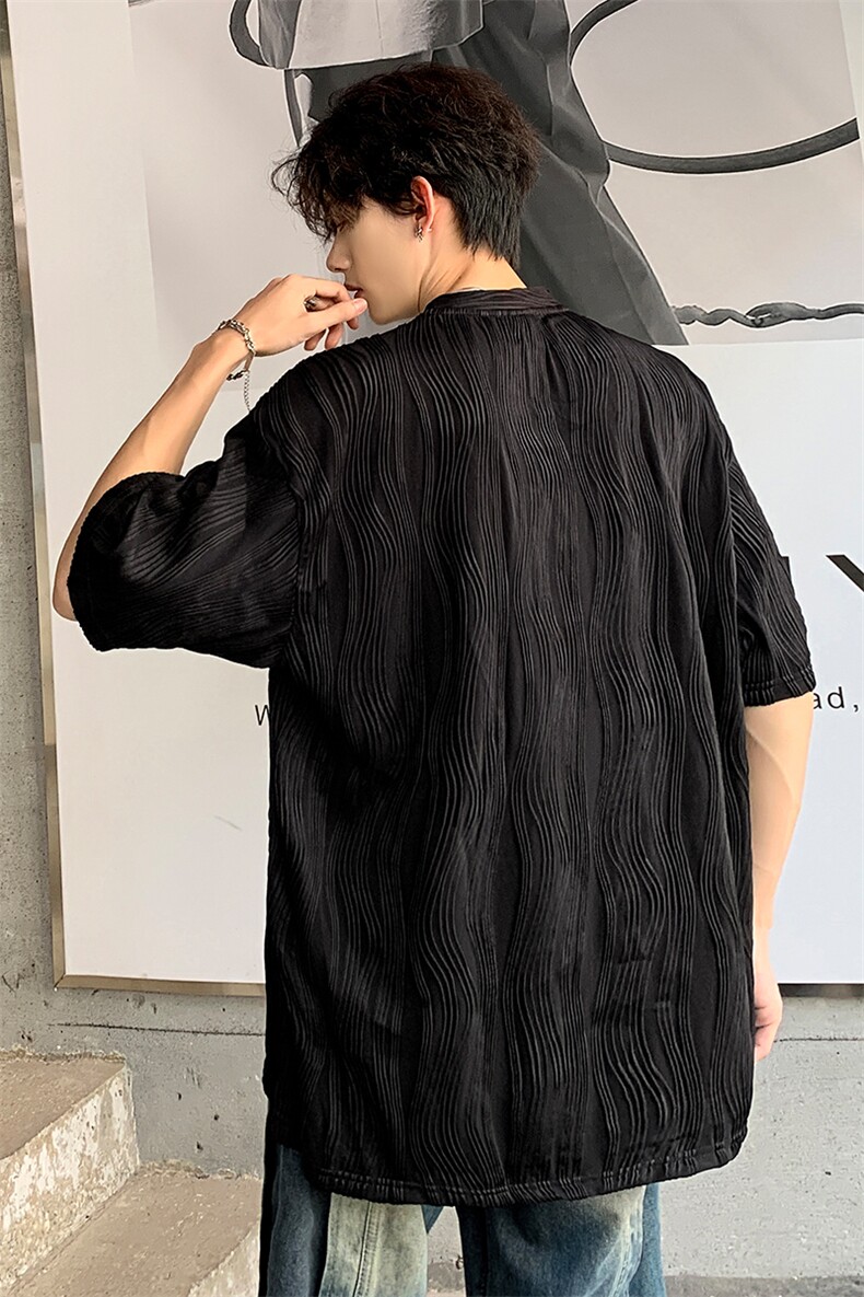 8XL-M特大码夏季短袖冰丝皱感透气T恤男潮垂感宽松半袖,男装T恤,电商D206-1