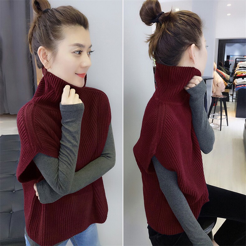 新款秋冬羊绒马甲女欧洲站潮韩版宽松毛衣背心高领针织外搭坎肩，女装马甲，洁纯羊绒