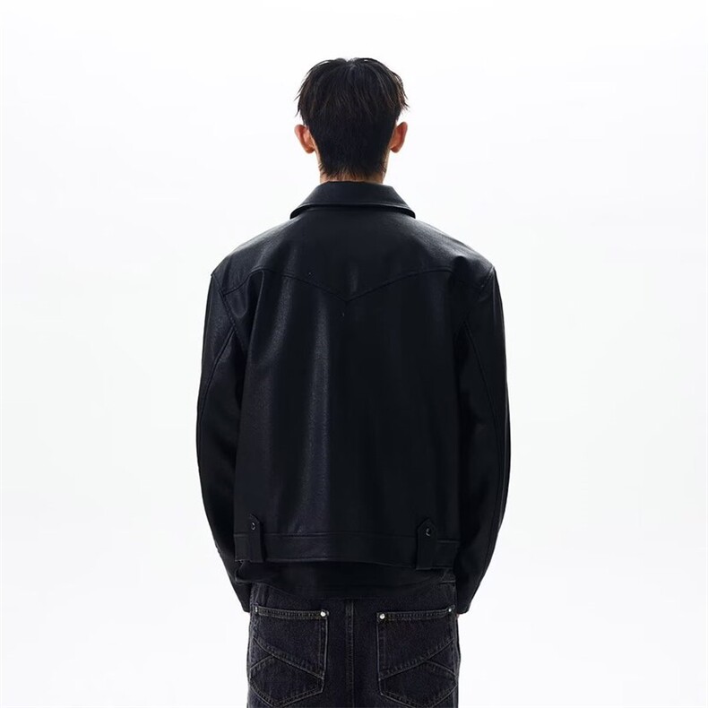 原版领口配饰复古裂纹肌理皮衣外套JK0137-P70,男装夹克,星座313A(原308A-2)