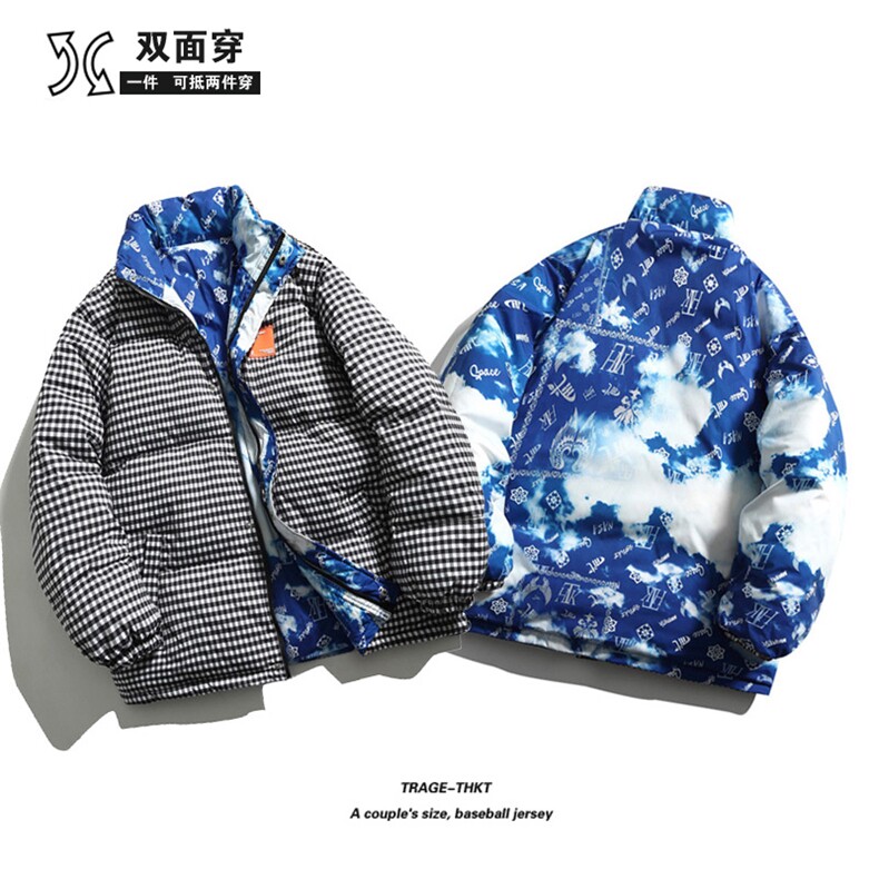 双面穿2025冬装格子棉衣男立领棉服女宽松棉袄外套3327-P100控148,男装棉衣,星座207