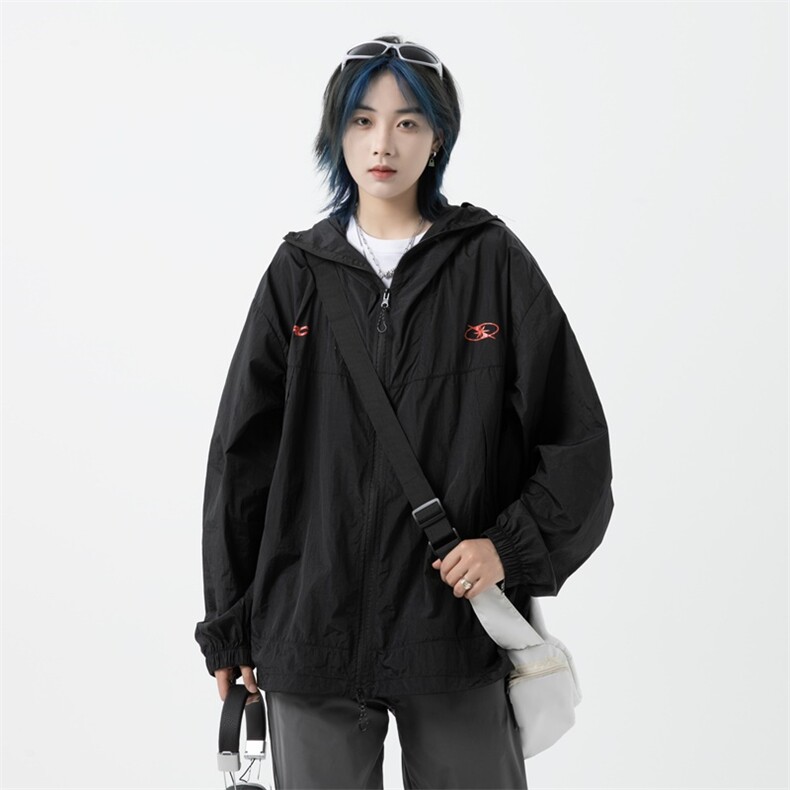 MA290-P57双拉链机能户外薄款凉感印花连帽防晒衣夹克男女同款图片