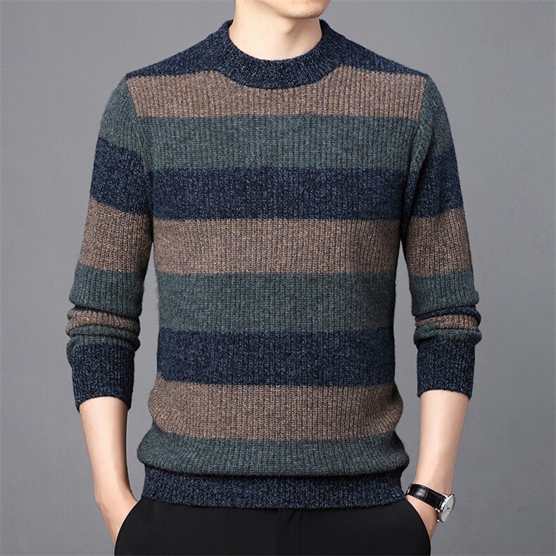 CM61017钱塘2020-2中年男士条纹百搭冬季厚款新款羊毛衫P160,男装针织衫/毛衣,钱塘207-2