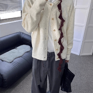 重磅秋冬男女北极绒开衫毛衣美式复古休闲慵懒风单排扣针织衫外套图片