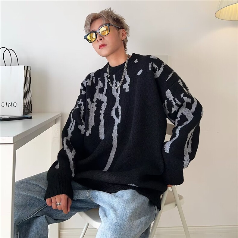 美式圆领毛衣男慵懒风休闲针织衫BM008P42,男装针织衫/毛衣,星座1116-2