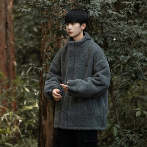 两面穿冬季皮棉衣仿羊羔毛男士棉服潮流立领棉袄A266-WMY612-P100图片
