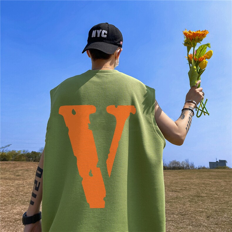 华夫格背心重磅220克橙色v印花HB712-P25控38（抖音不可售）,男装背心/马甲,星座508（原C305）