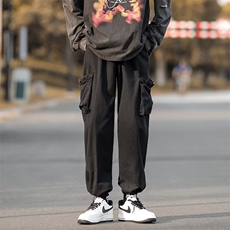 余文乐日系潮牌宽松大码工装裤子男夏季百搭水洗九分裤K5261-P40，男装工装外套，星座412-3