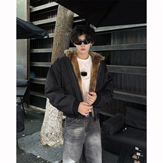8XL-M复古双面加厚毛绒皮草短款工装派克服外套MY1707P158控188，男装棉衣，电商D206-1