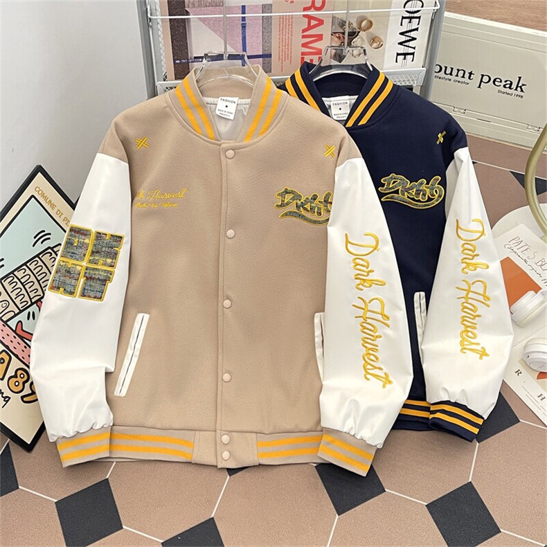 2025新款棒球服宽松设计感夹克男女情侣班服潮牌现货W8612-P57,男装夹克,星座512-4