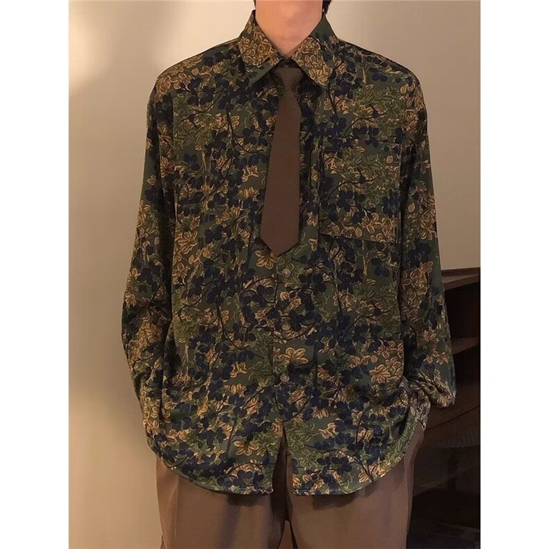 1506/G30490/P37简约无慵懒气质百搭潮流新款复古polo领碎花长袖,男装卫衣,星座1506A