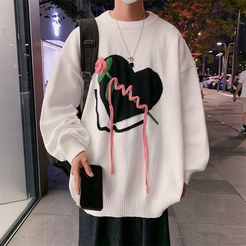 设计感oversize宽松慵懒风情侣针织衫套头毛衣男女秋冬M9088-P53图片