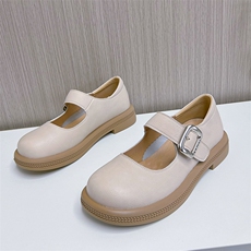 真皮玛丽珍鞋2024年春夏新款休闲时尚小皮鞋粗跟浅口小香风单鞋女，女鞋小皮鞋，电商A223