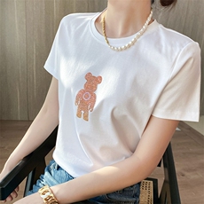 夏季时尚小熊个性彩图T恤，女装T恤，元素羊绒