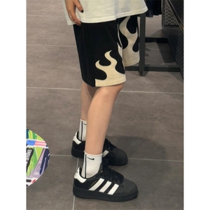 【网图】撞色火焰短裤男女阔腿五分裤美式hiphop裤子GK16LL-特P30图片