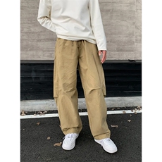 抖音得物纯色简约休闲裤男日系复古宽松束脚口袋装饰工装裤AK10，男装工装外套，电商A443
