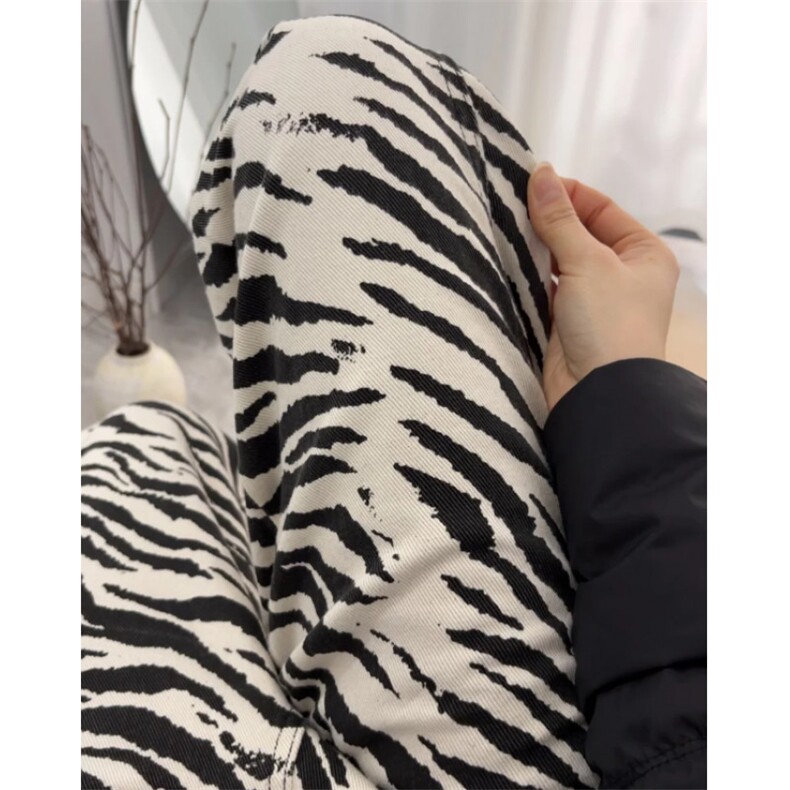 网红款高街美式复古斑马纹宽松牛仔裤P48Y9202,男装牛仔裤,星座1112-1
