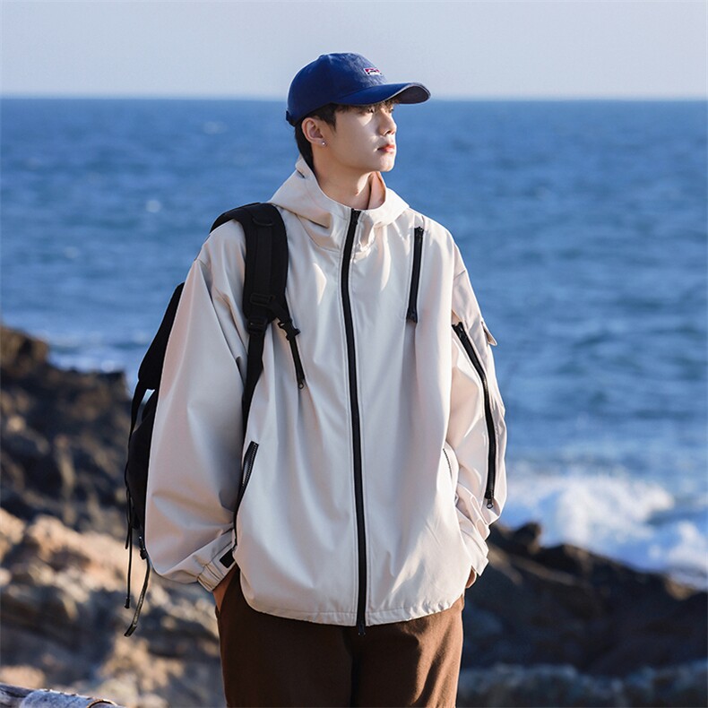 春季新款现货港风夹克三防冲锋衣宽松男外套DSA157B-JK1562-P75图片