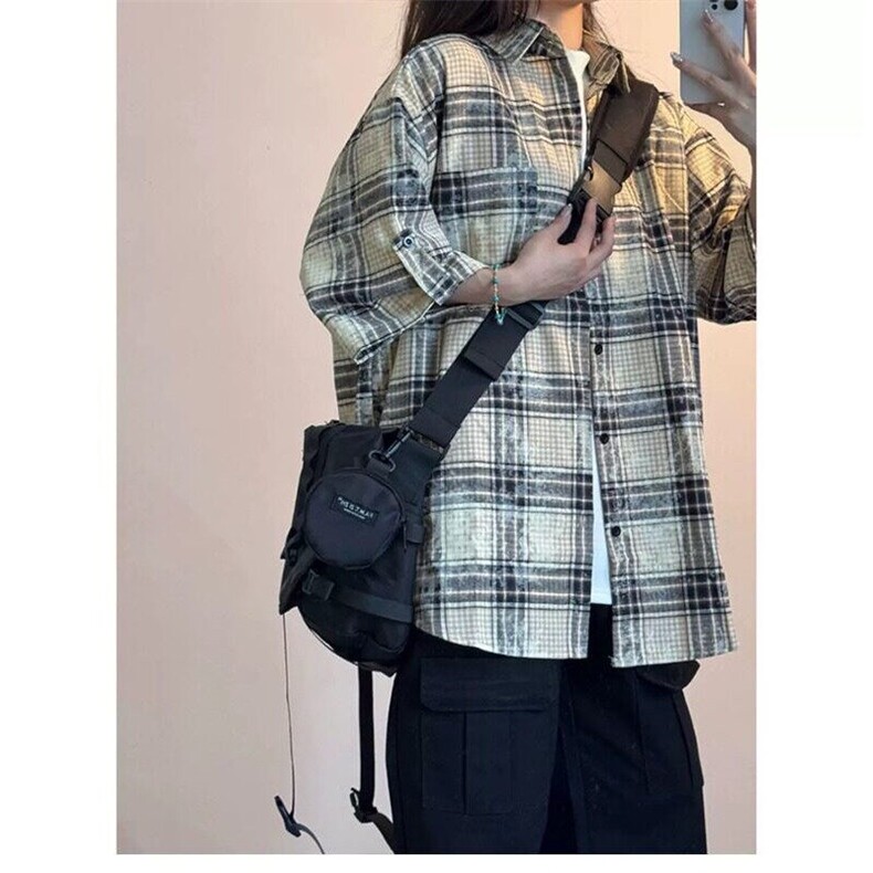 网络图现货藏青格子上衣衬衫复古长袖防晒开衫衬衣RCS352-P55,男装T恤,星座1005-4