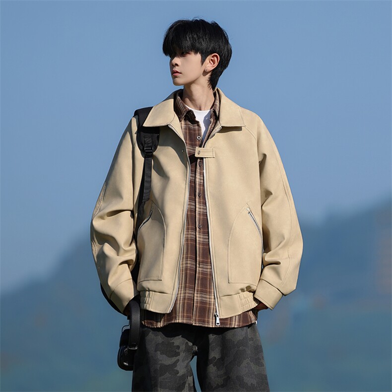 JK8606-P78L-8XL2026春季大码美式皮棉翻领衣夹克外套,男装夹克,星座109