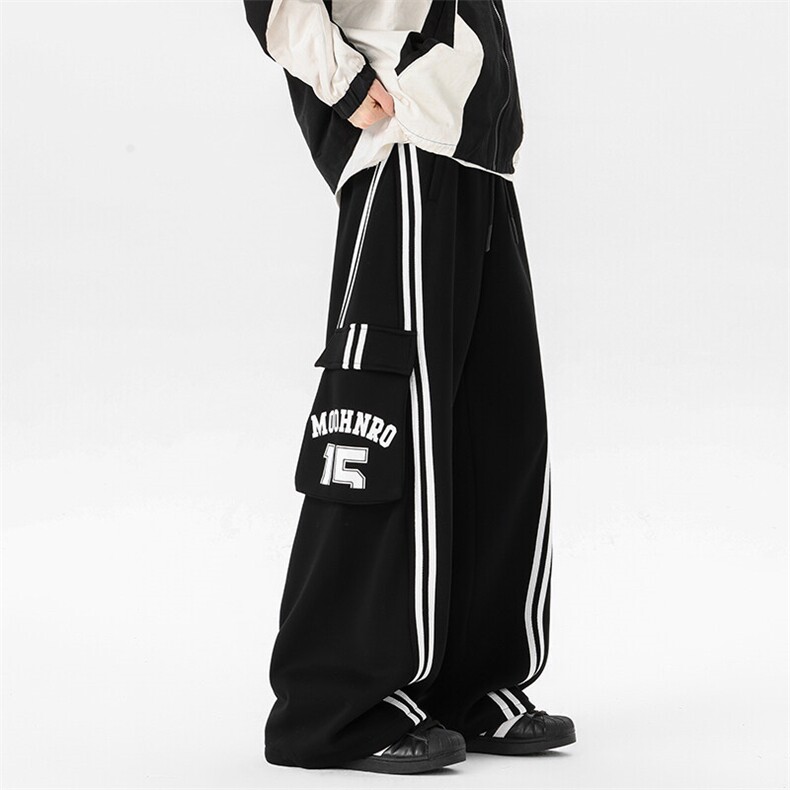 8XL-M美式条纹工装裤休闲裤男宽松直通阔腿加绒裤子K9123P78控98,男装休闲裤,电商D206-1
