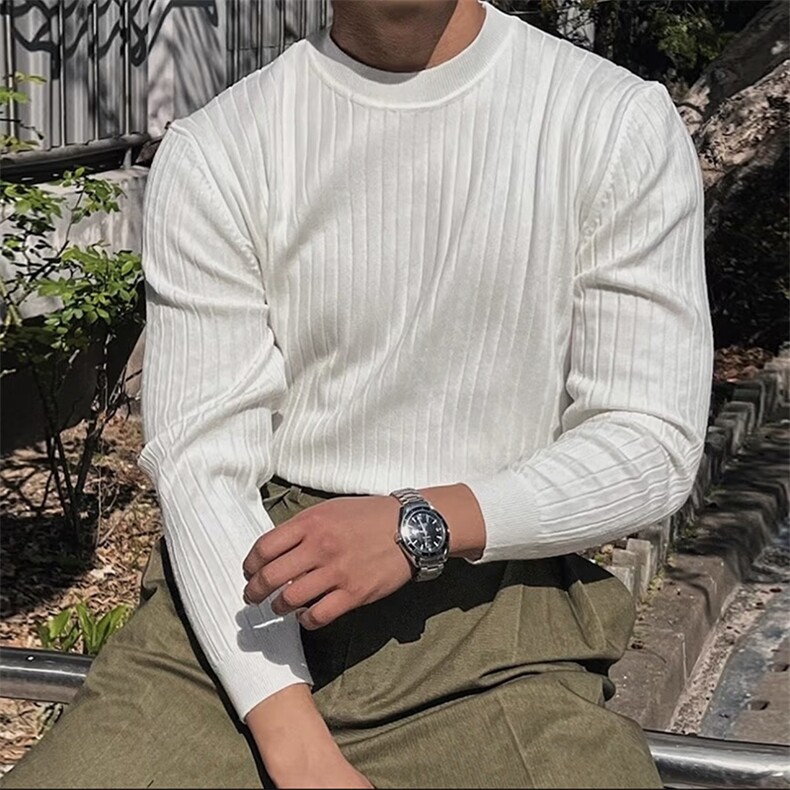 美式复古修身毛衣打底衫针织衫条纹纯色C66660-P50,男装针织衫/毛衣,星座1012-1