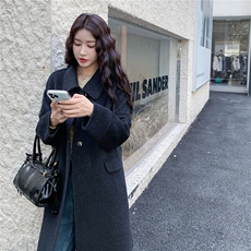 【】高端订制炭灰双面呢羊毛大衣1C045-H310P295K458，女装毛呢外套，红龙果