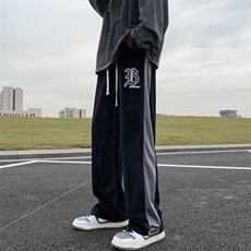 2024秋冬新款港风撞色刺绣宽松阔腿休闲裤K227-P48，男装休闲裤，星座914-3