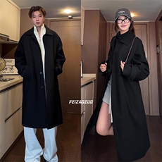 春季长款风衣Q2589-TP85不男女同款高级感韩系过膝外套，男装风衣，电商A102