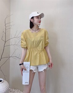 夏季新款小众设计感褶皱时尚小衫图片