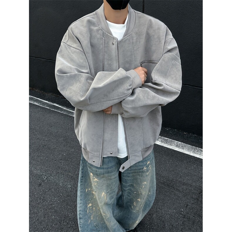 美式棒球服男秋高街痞帅扎染皮夹克设计感短款工装外套潮,男装夹克,星座410-6（原星座1304-1）