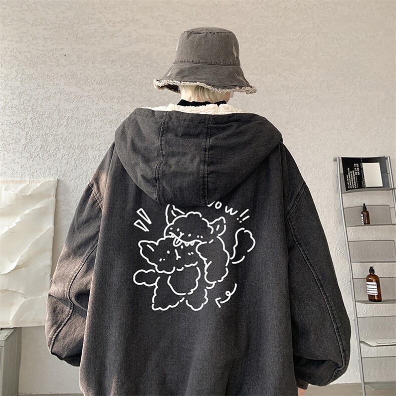 控价158牛仔棉衣男大码加绒羊羔绒牛仔棉服男棉袄 NM53427-P140图片