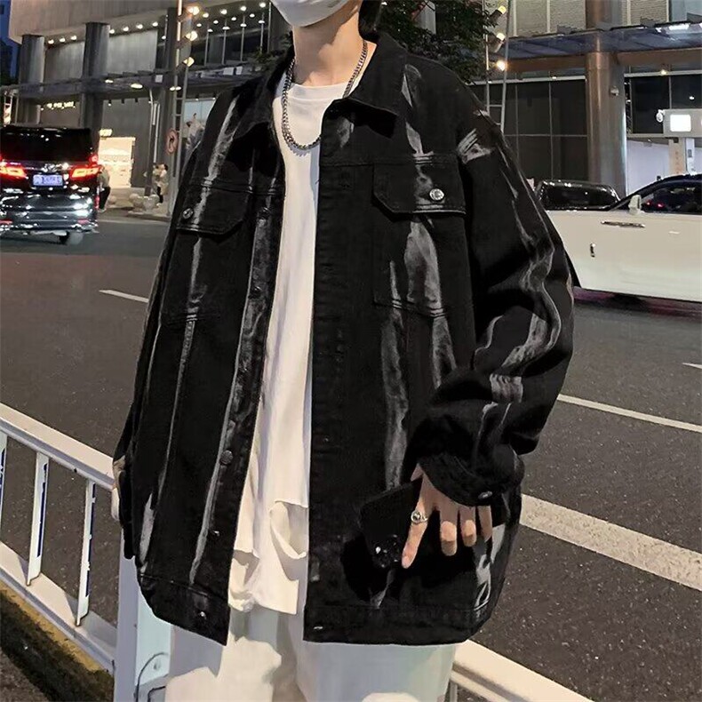 F680P68复古牛仔外套男款痞帅扎染男生牛仔衣高级感工装夹,男装夹克,星座512-6