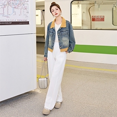 牛仔外套女春秋短款25新款设计感休闲宽松立领夹克小个子上衣套装，女装牛仔外套，跑量工厂店