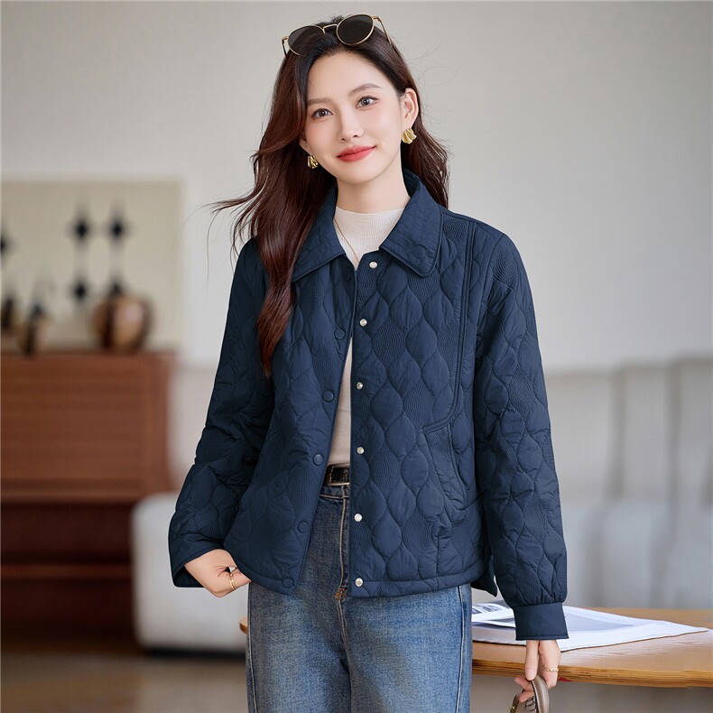 现货!2025年冬季时尚夹棉加厚翻领宽松女外套,女装棉衣/棉服,依恋蒂丝