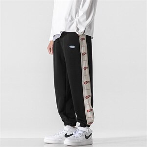 日系2024秋冬新款撞色串标束脚运动休闲潮牌裤子2120-45控69，男装休闲裤，星座914-3