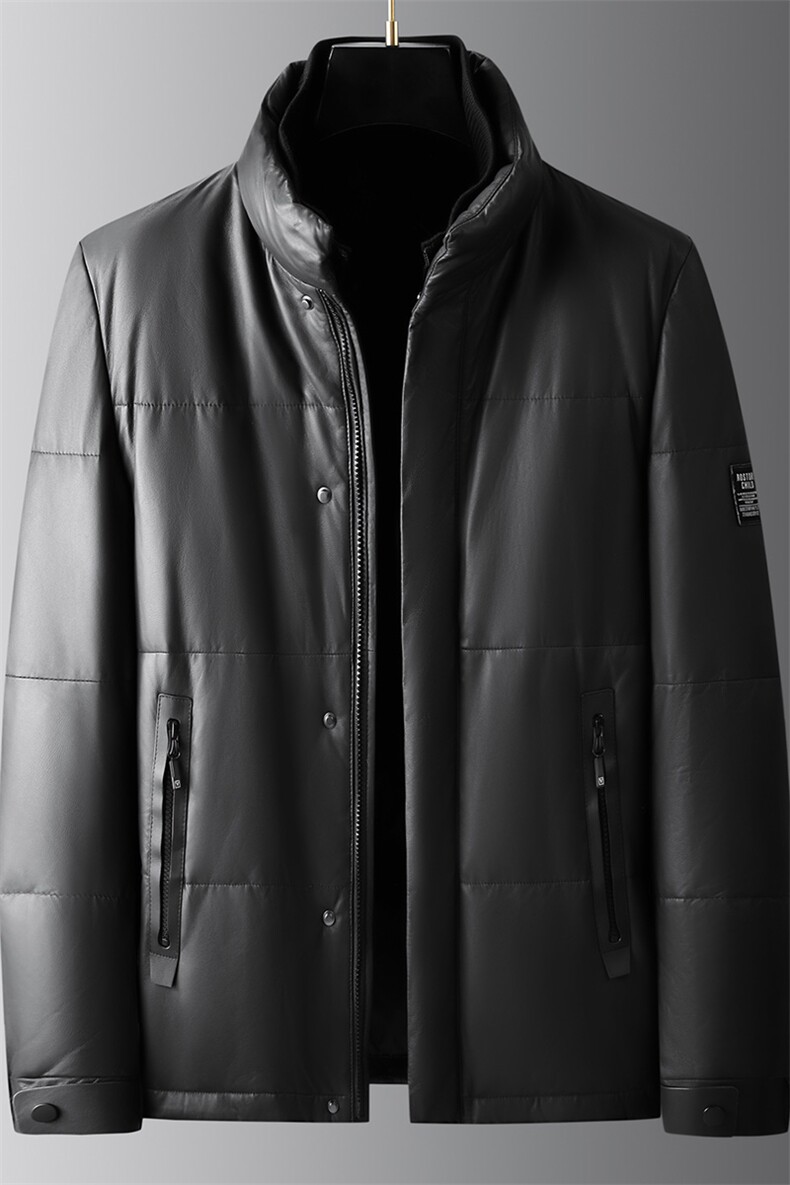 882023冬季新款海宁羽绒服男鹅绒皮衣加厚绵羊皮外套P910,男装皮衣,电商B360