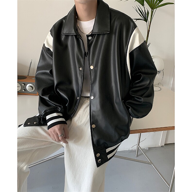 2023/秋装美式复古翻领机车皮衣棒球服夹克外套B289-1-JK05-P120,男装夹克,电商B289-1