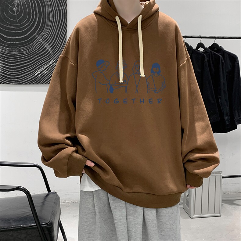 WY2191-P35加绒款-P40纯棉连帽卫衣男大码运动帽衫宽松薄外套男,男装卫衣,电商A040